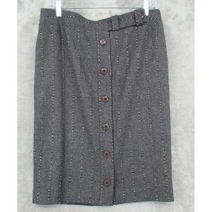 Tomaso‎ Stefanelli Skirt 44 Wool Button Front Striped Preppy Academia Italy Gray